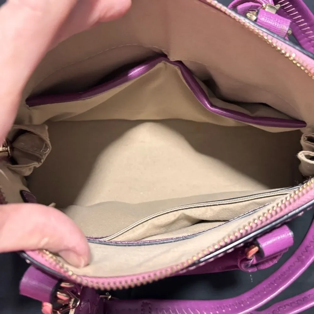 Purple Snakeskin Women's Adjustable Strap Crossbody Purse Handbag Pockets Medium